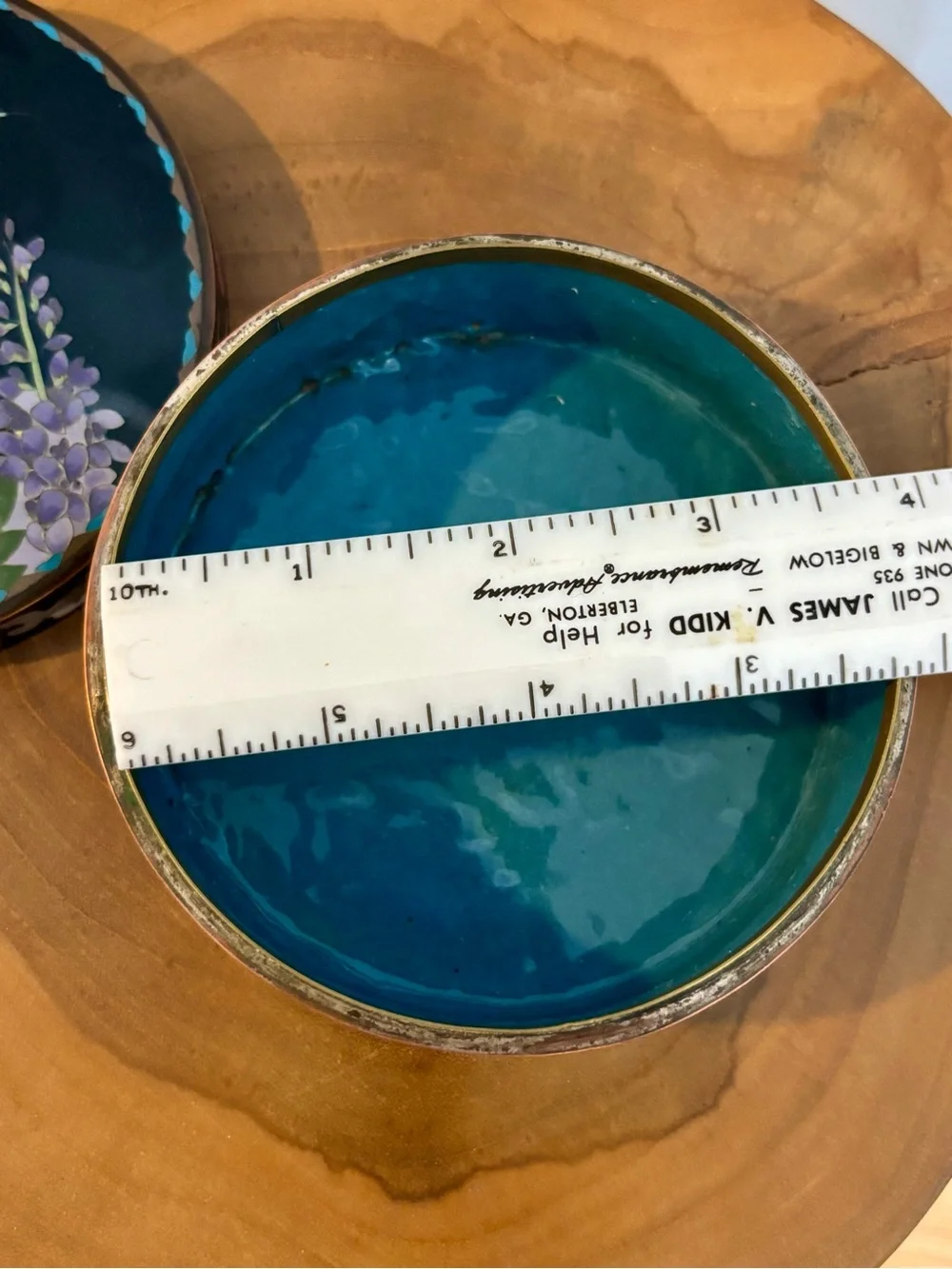 Vintage Cloisonné Enamel Trinket Box Flowers floral turquoise interior beautiful